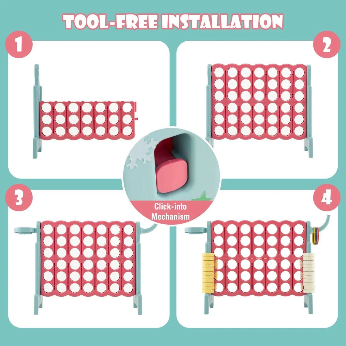 Upgraded 4-To-Score Game Set with Basketball Hoop & Toss Rings – Fun Family Game for Kids & Adults