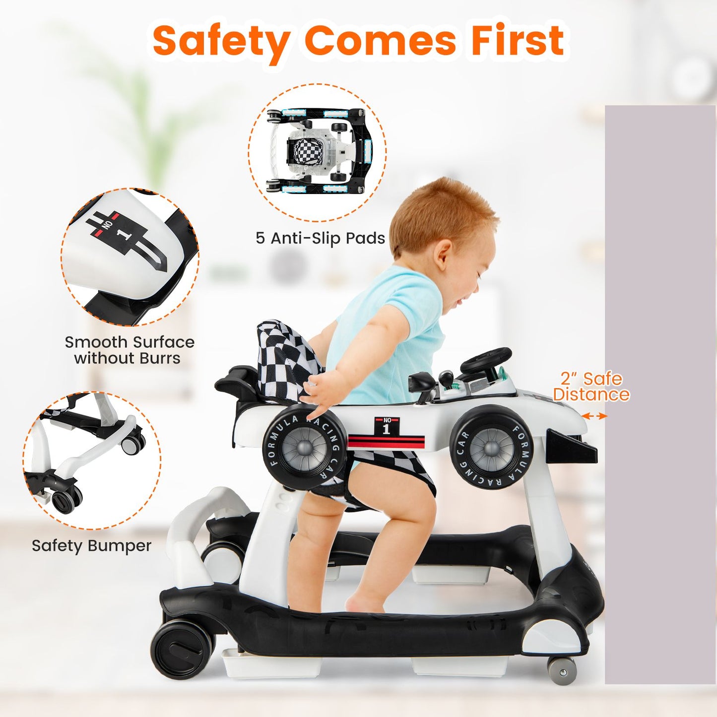 4-in-1 Adjustable Height and Speed Baby Push Walker