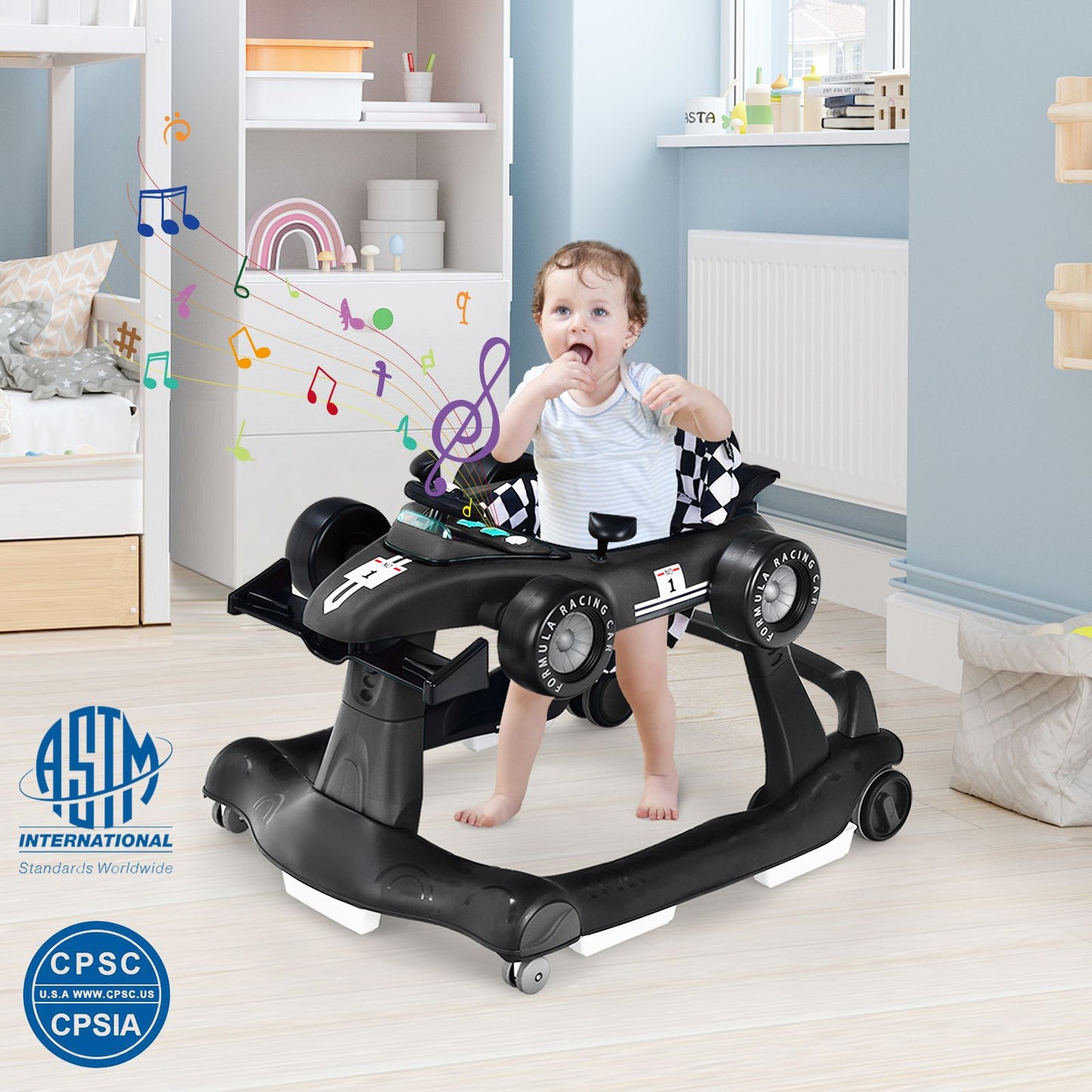 4-in-1 Adjustable Height and Speed Baby Push Walker