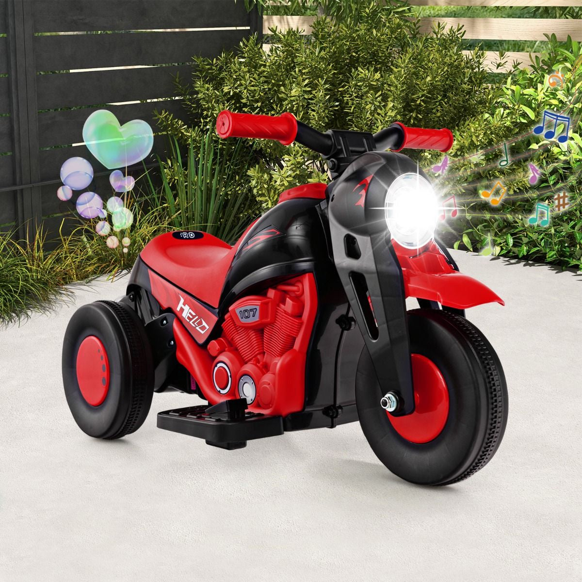 6V Electric Kids Ride-On Motorcycle with Bubble Maker