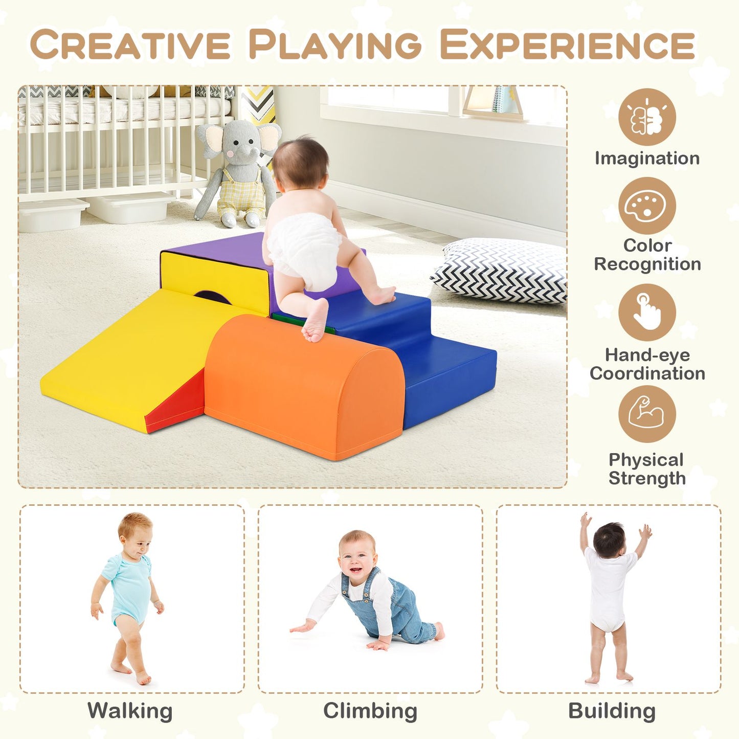 Infant and Toddler Climbing and Crawling Foam Block Play Set