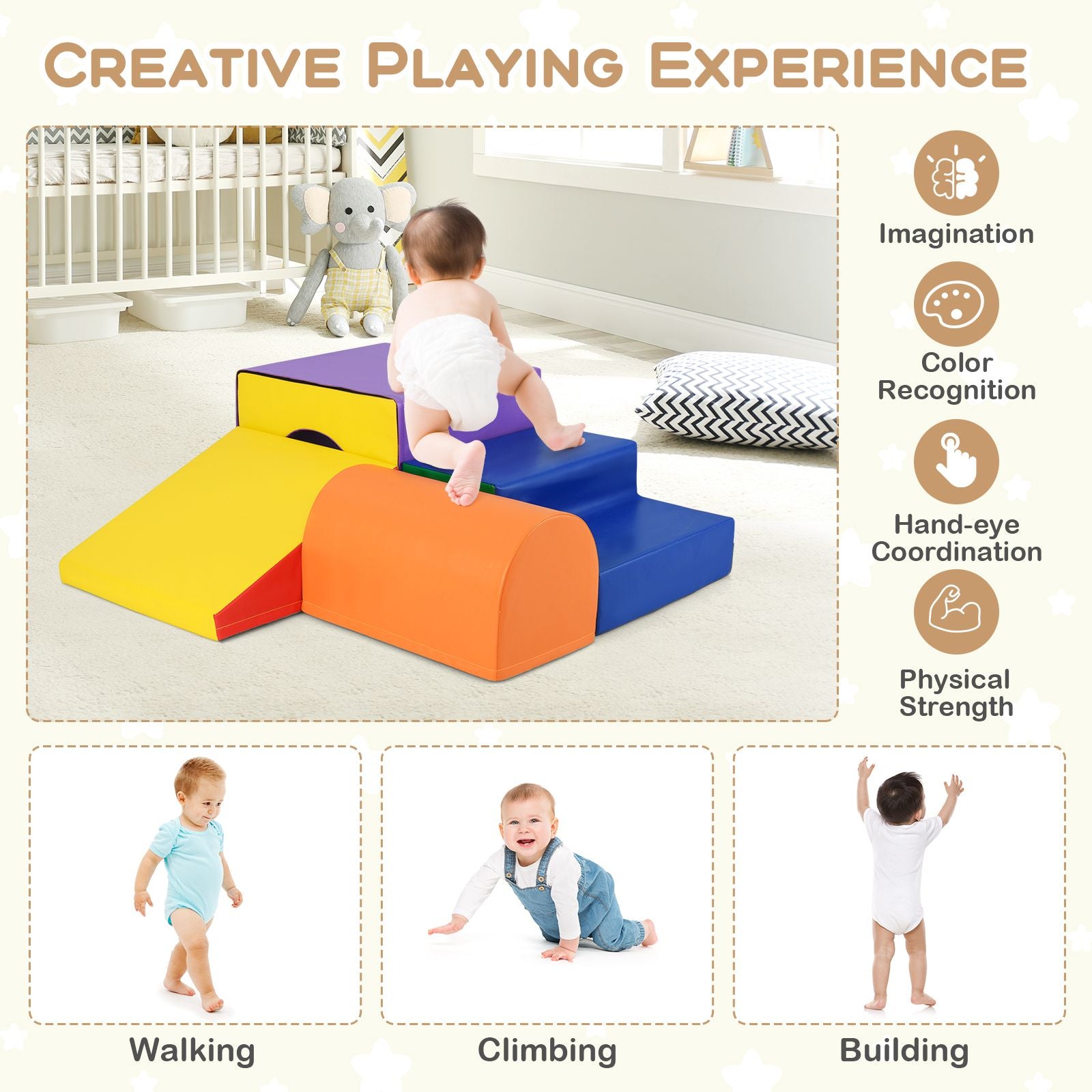 Infant and Toddler Climbing and Crawling Foam Block Play Set