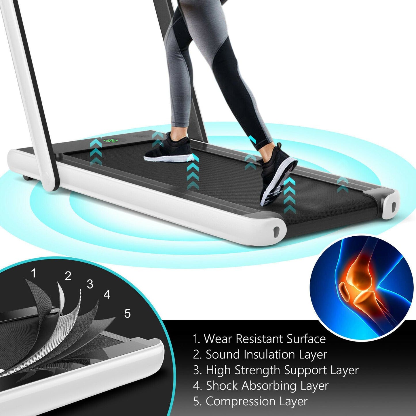 1-12Kph Folding Electric Treadmill with Bluetooth Capability
