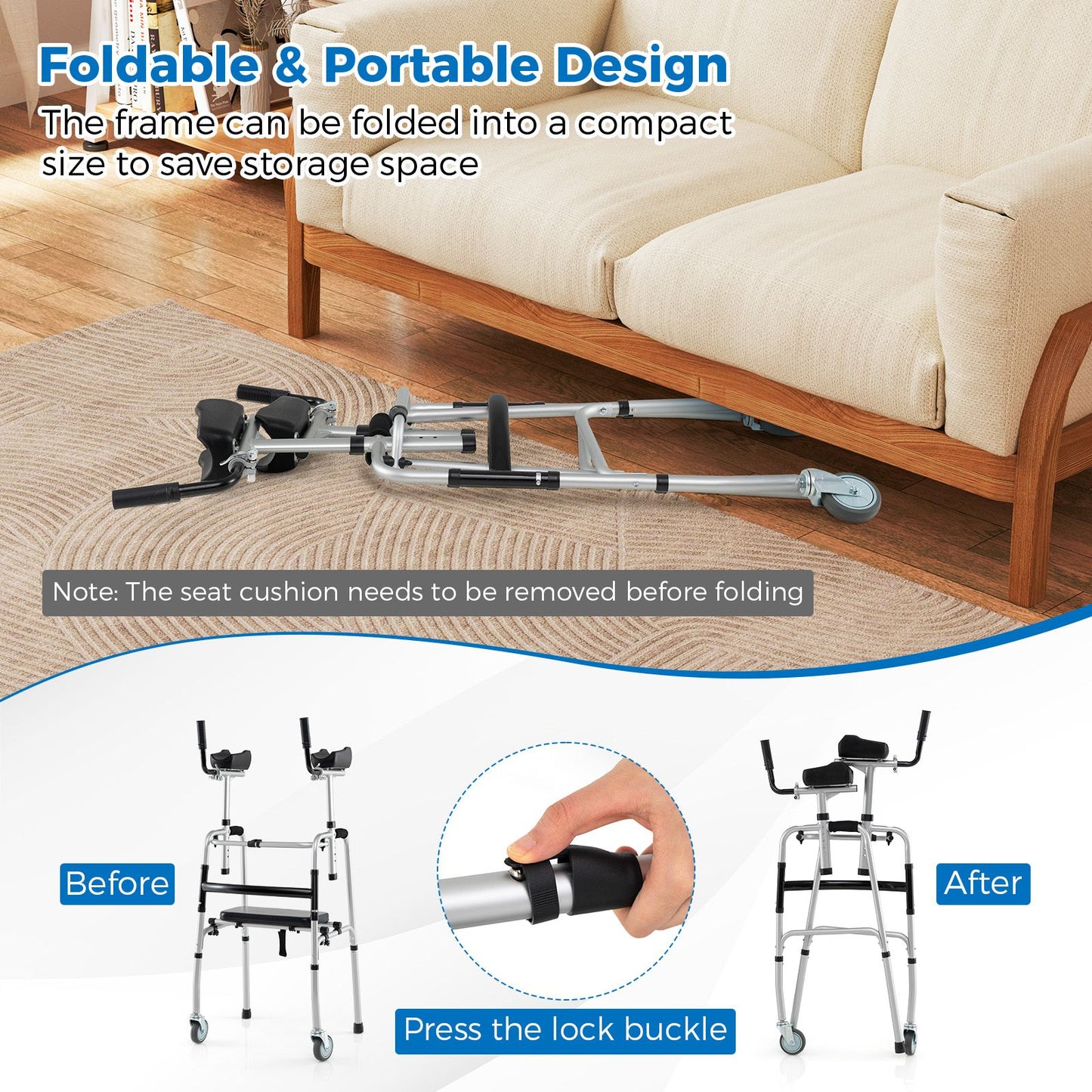 Premium Rolling Walker with Padded Seat and Dual High-Quality Wheels