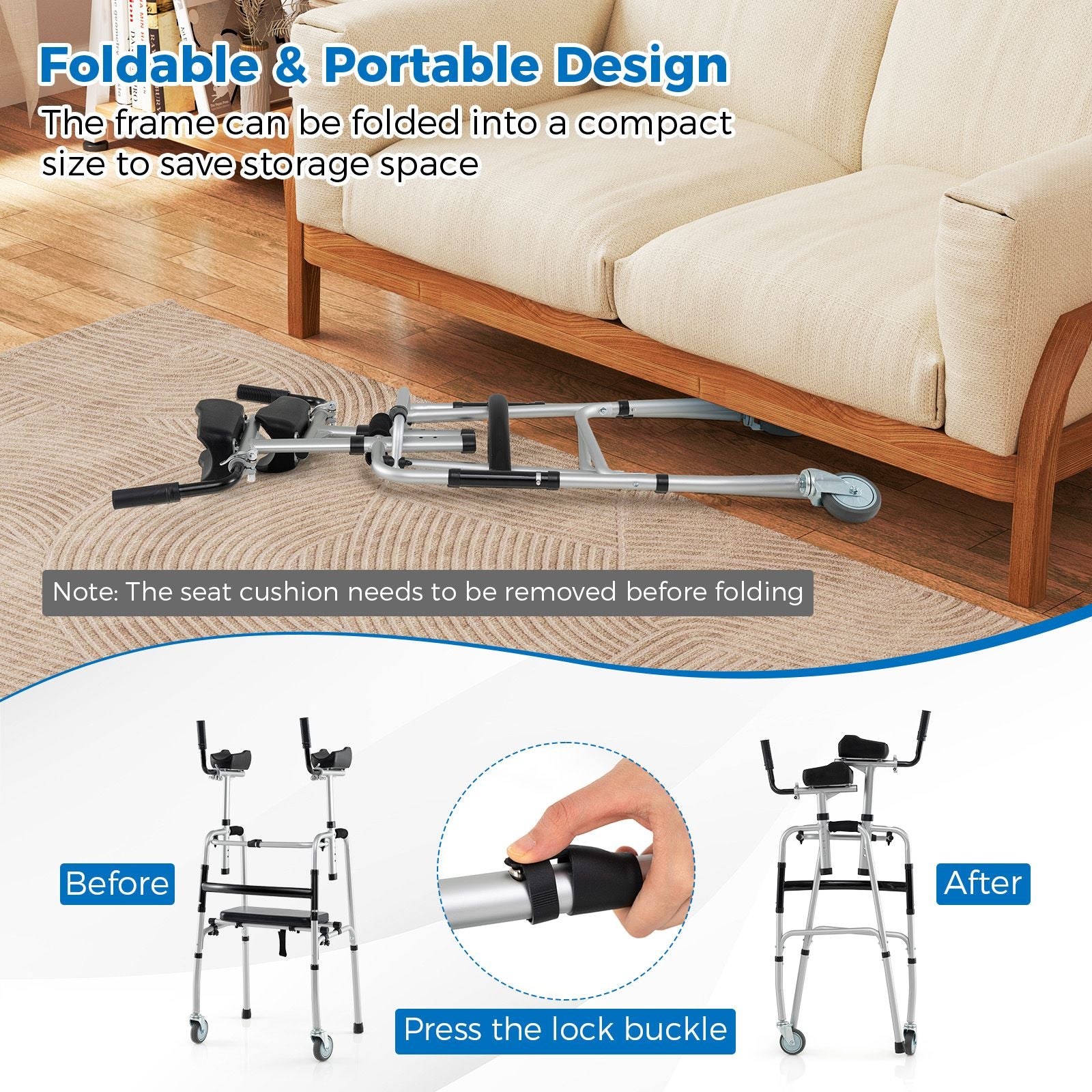 Premium Rolling Walker with Padded Seat and Dual High-Quality Wheels