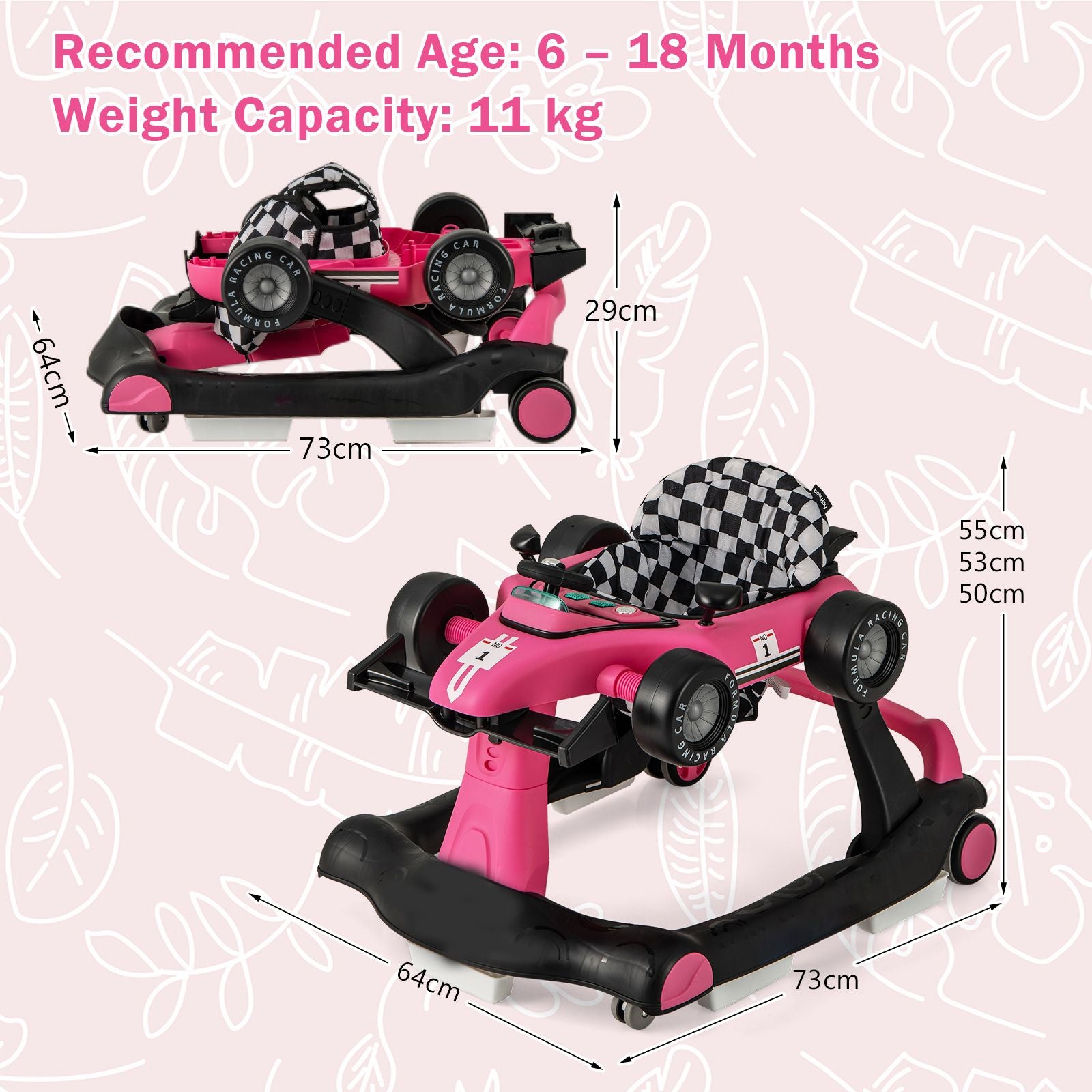 4-in-1 Adjustable Height and Speed Baby Push Walker