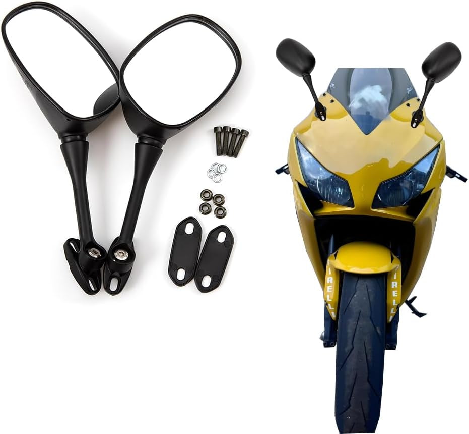 Motorcycle Rearview Mirrors – Adjustable Side Mirrors for Honda CBR250 (2011-2012), CB1300S (2003-2012), CBR600RR (2003-2011) | Wide-Angle Clear Vision with Mounting Kit