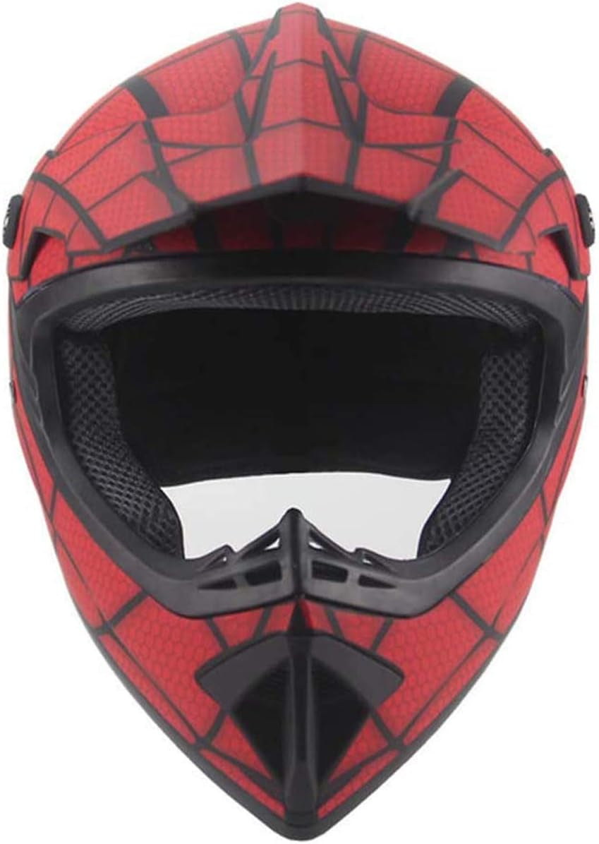 Full Face Red & Black Web Motocross Helmet Set – DOT Certified MTB MX ATV Dirt Bike Helmet with Goggles, Gloves & Mask | Adults & Youth Sizes