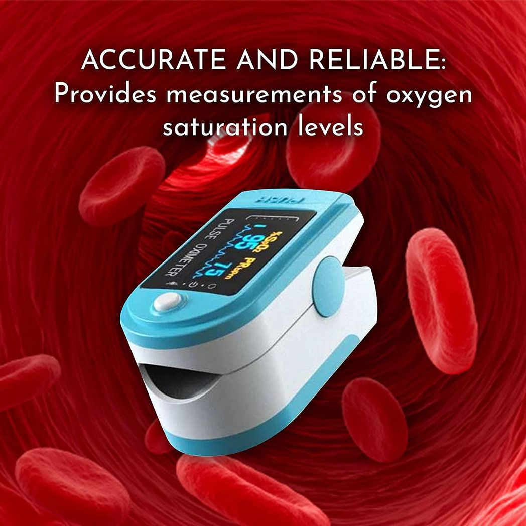 Aquarius Blue Finger Pulse Oximeter V2 – Oxygen Saturation & Heart Rate Monitor (FDA Approved)