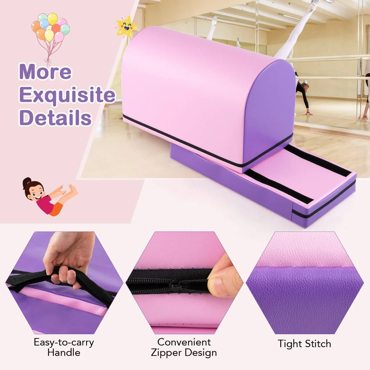 Mailbox Tumbling Mat with Detachable Section & Carry Handle – Gymnastics Trainer for Kids