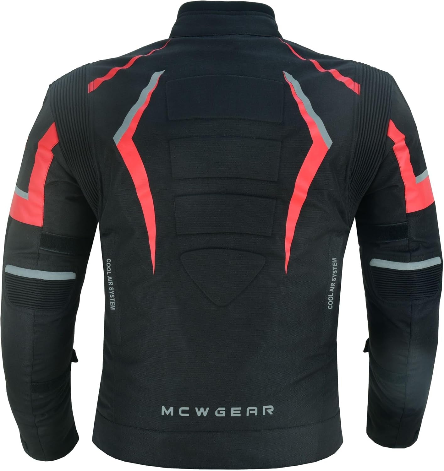 MCW Gear Cordura Textile Motorcycle Jacket | CE Level 2 Armoured, Water-Resistant Touring Jacket with Ventilation & Stretch Panels – Red & Black