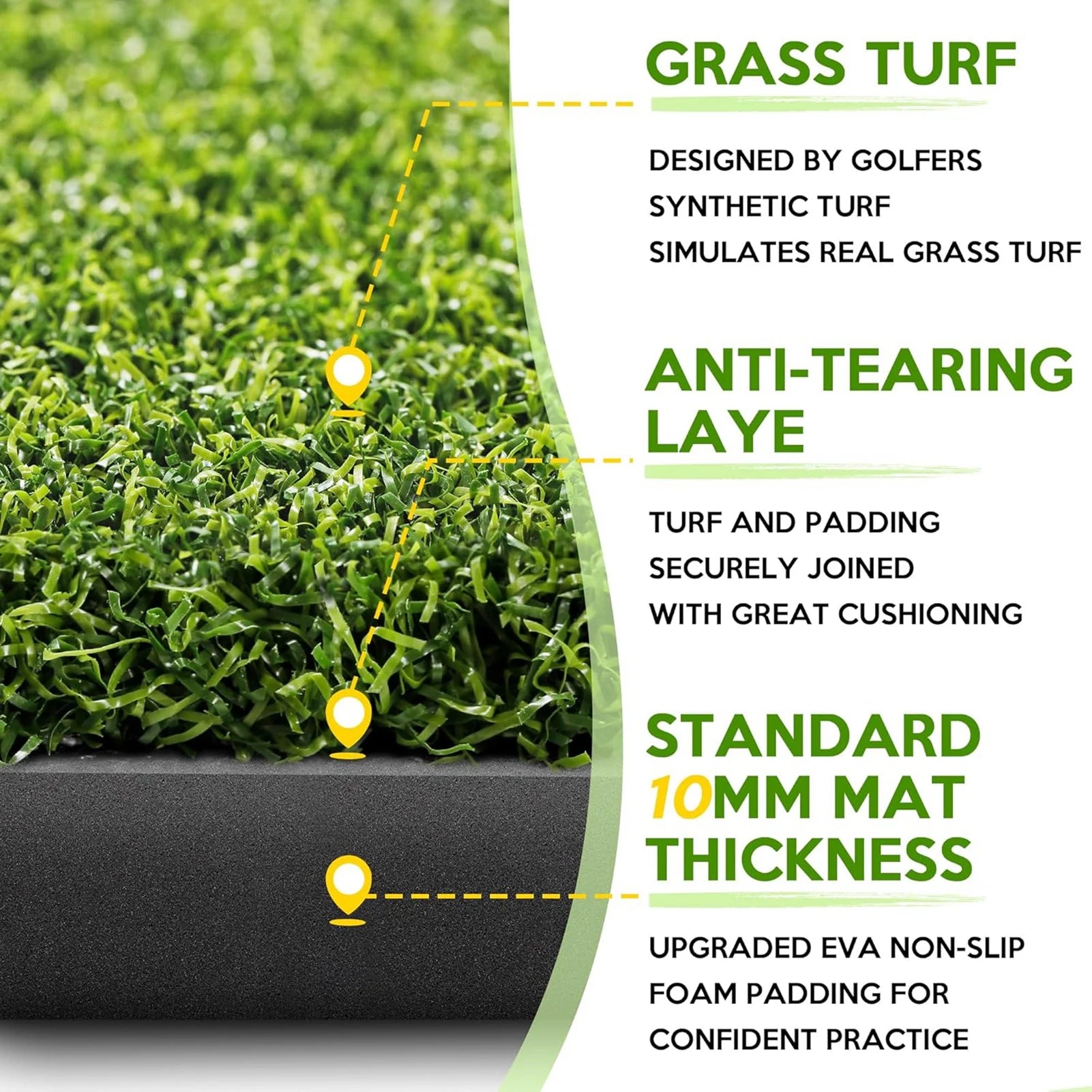 Artificial Turf Golfing Mat 5X4Ft Thickened Golfing Practice Hitting Mat with 9 Balls Indoors Outdoors Golfing Training Mat