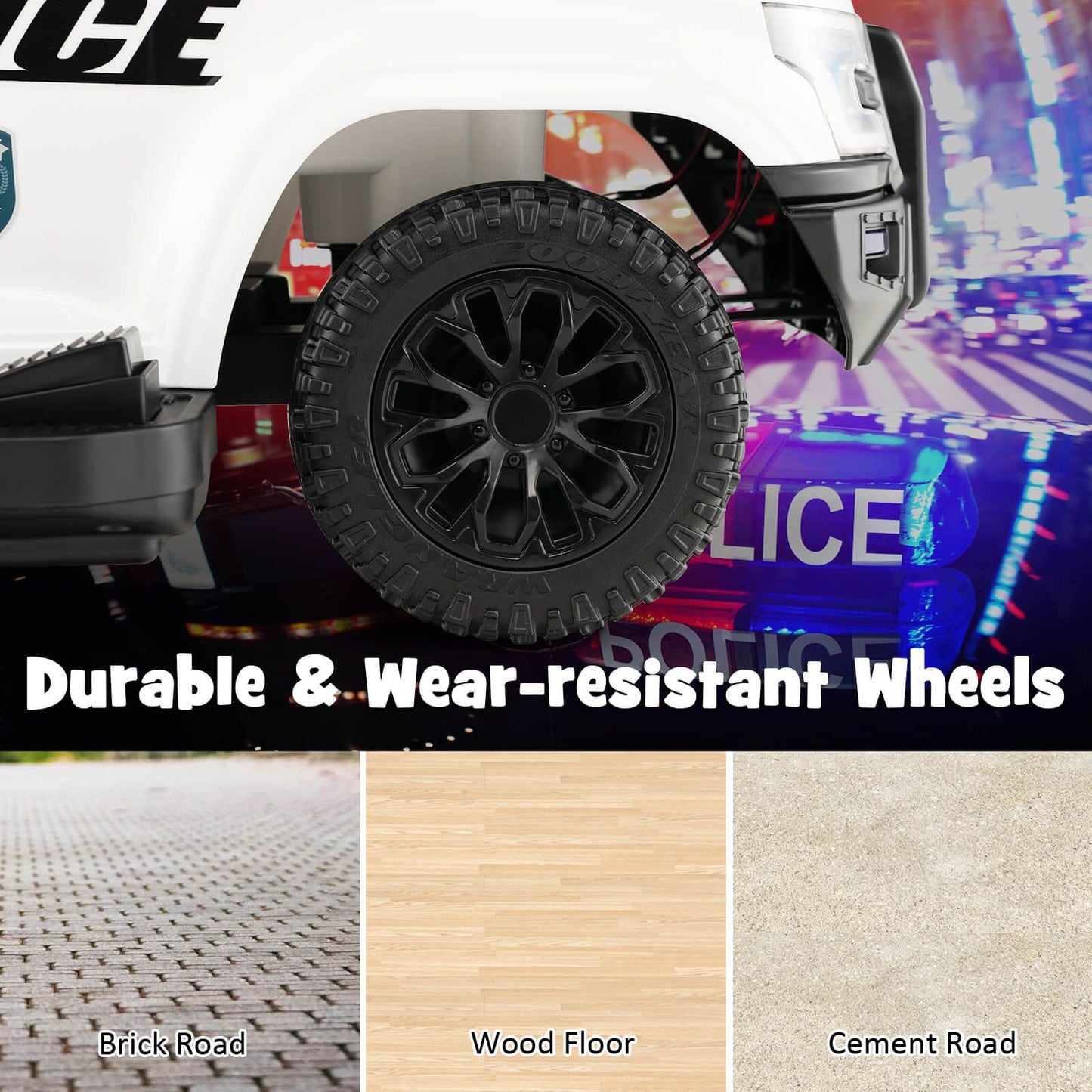 6V Kids Ride-On Police Car with Siren Lights, Megaphone & Hidden Storage | Electric Ride-On Toy for Toddlers