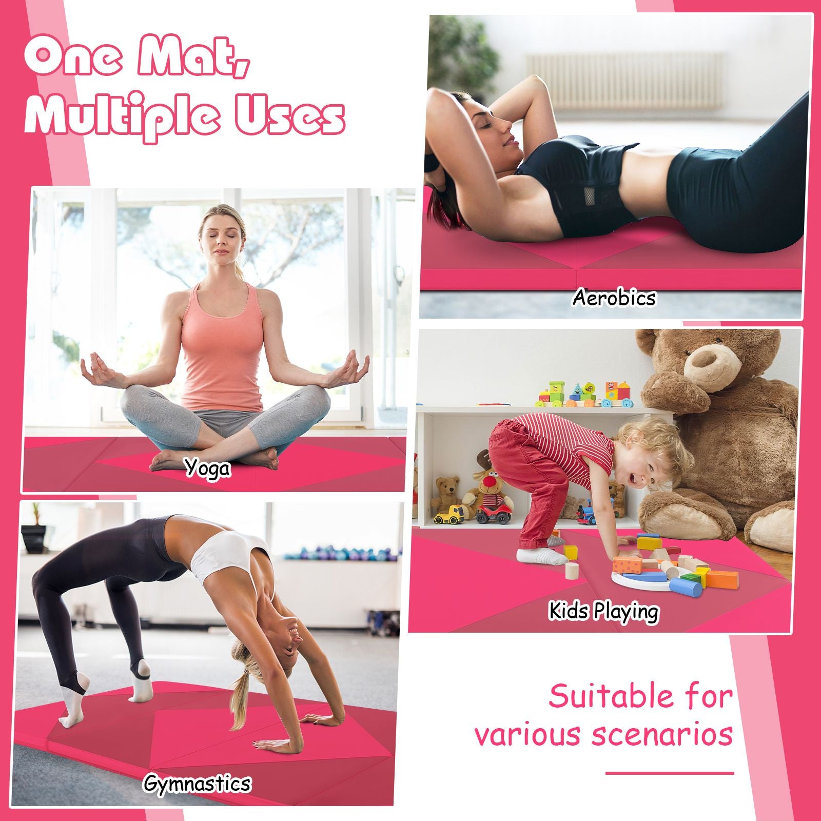 240 cm PU Leather Folding Gymnastics Mat