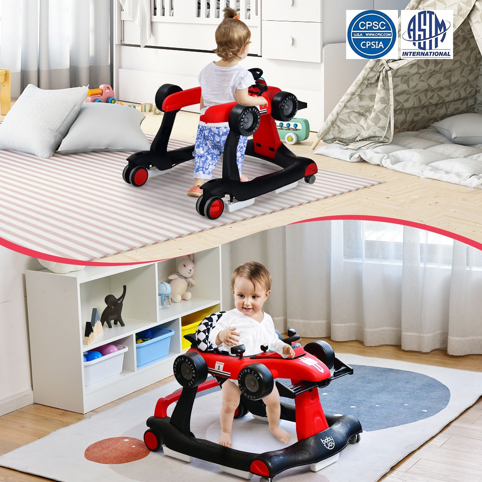 4-in-1 Adjustable Height and Speed Baby Push Walker