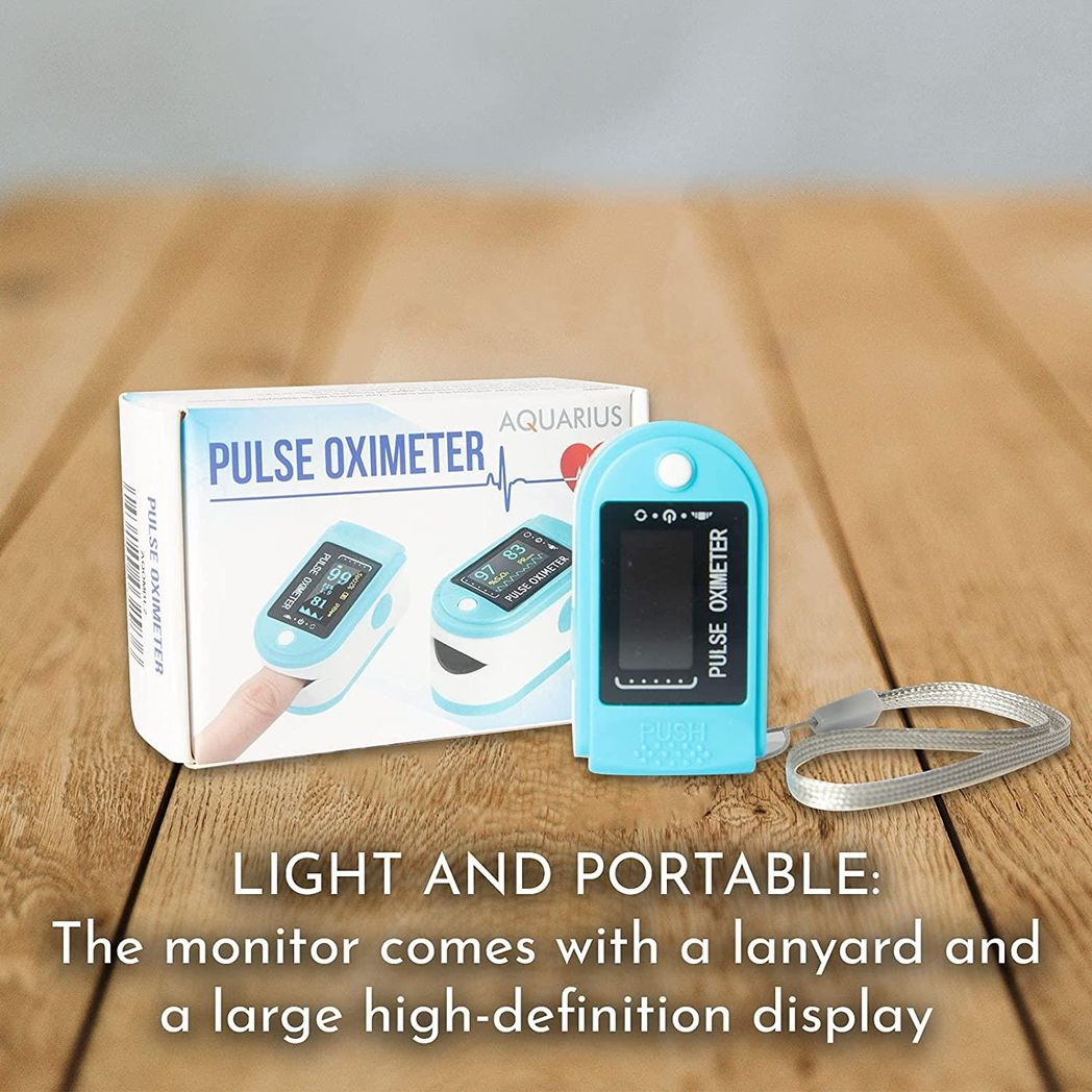 Aquarius Blue Finger Pulse Oximeter V2 – Oxygen Saturation & Heart Rate Monitor (FDA Approved)