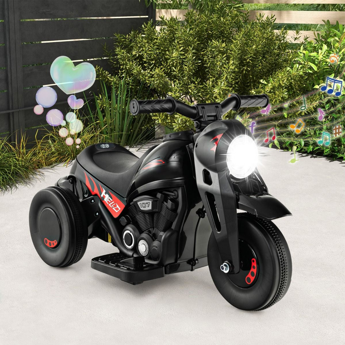6V Electric Kids Ride-On Motorcycle with Bubble Maker