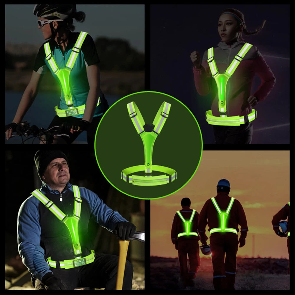 LED Reflective Vest Light up Vest High Visibility Running Gear USB Rechargeable 3 Light Modes for Outdoor Night Running Walking