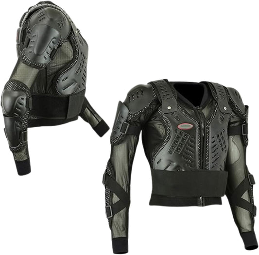 EVO Professional Full Body Armour Jacket | CE-Grade Motorcycle & Motocross Protector for Off-Road, MTB, BMX, Skiing & Skating – Black