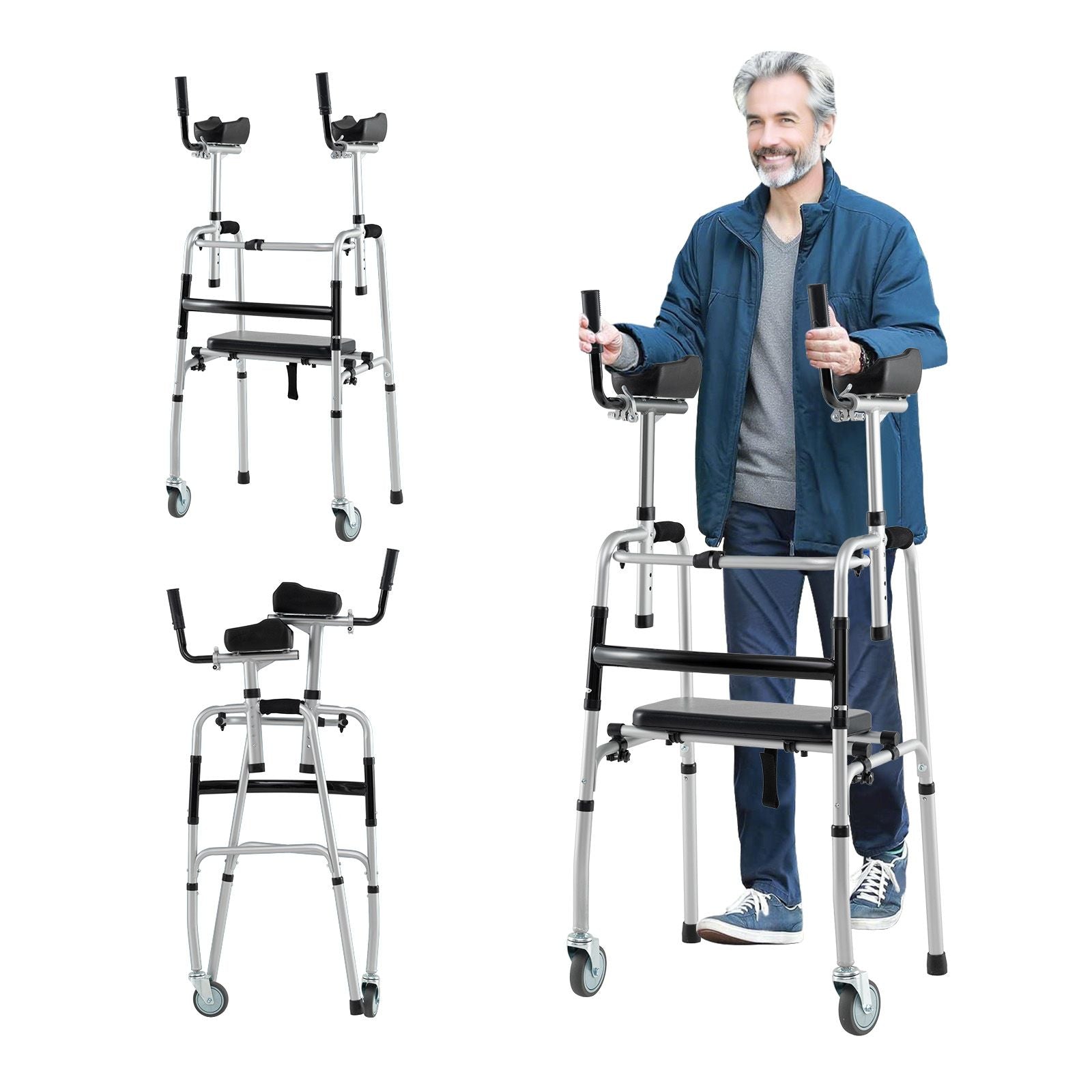 Premium Rolling Walker with Padded Seat and Dual High-Quality Wheels