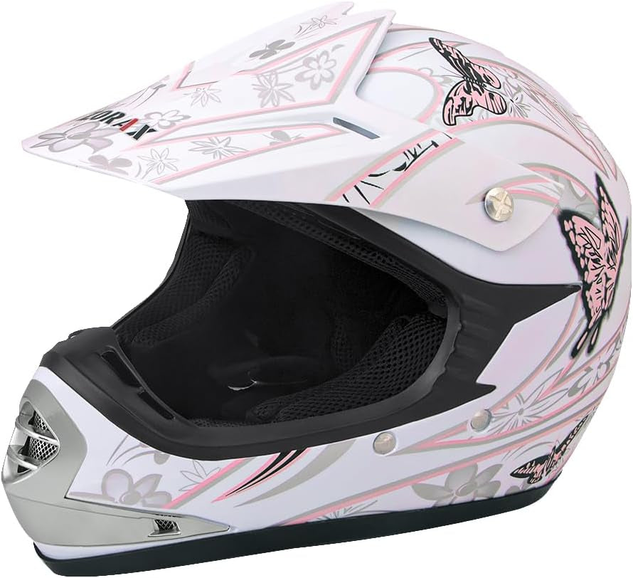 Butterfly Kids MX Motocross Helmet with Gloves (L: 53-54cm) | ECE 22.06 Certified Lightweight Motorbike Helmet for Children | Shock-Absorbing ABS Shell with Breathable Padding