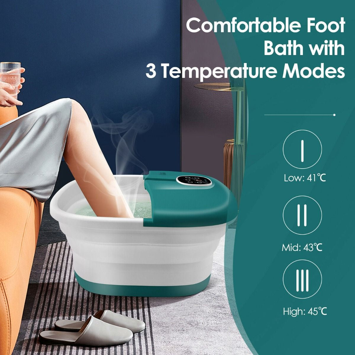 Deluxe Foot Spa Massager with Heat, Bubbles, and Remote Control