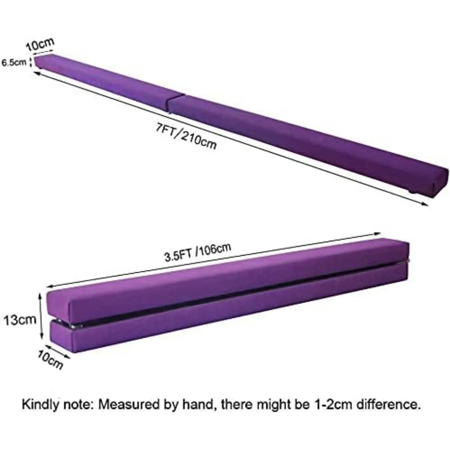 Folding Gymnastics Balance Beam 7FT Kids Training Beam Faux Suede for Home Gym Exercise