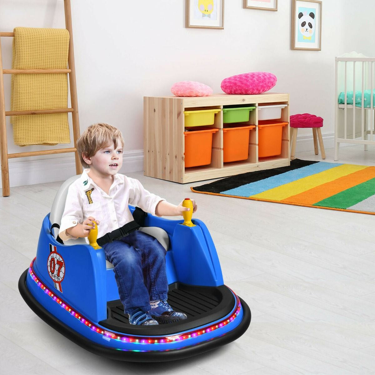 Children's Ride-On Bumper Car with Vibrant Flashing Lights and Music