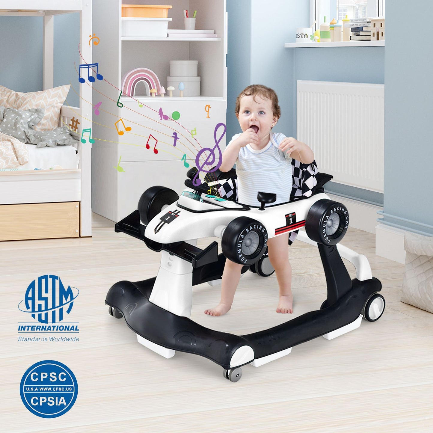 4-in-1 Adjustable Height and Speed Baby Push Walker