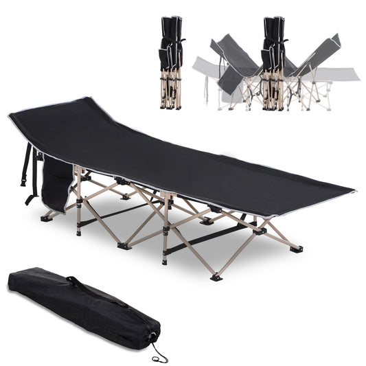 Single Portable Outdoor Military Sleeping Bed Camping Cot Black Outsunny Black