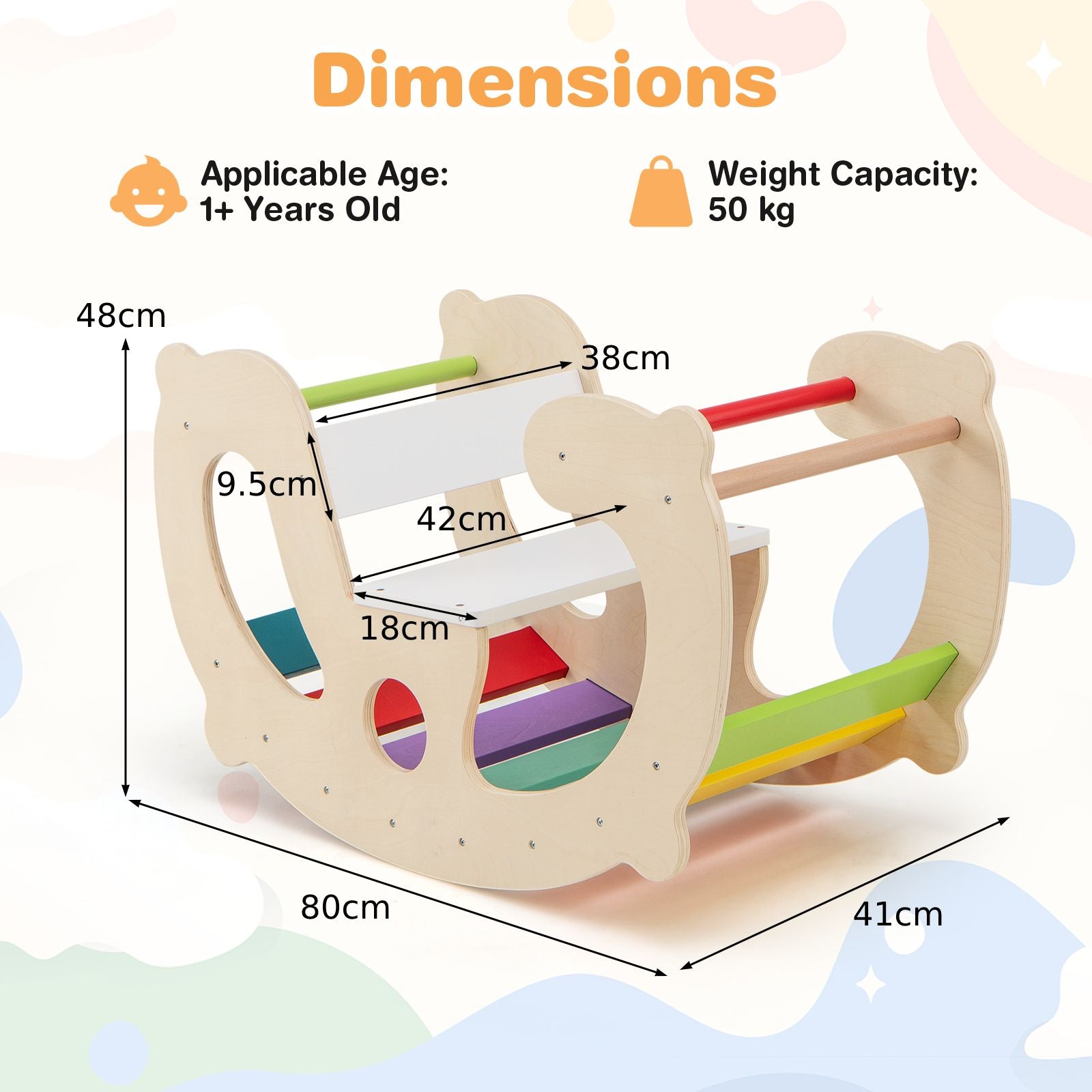 2-in-1 Montessori Wooden Rocking Horse & Climbing Arch for Toddlers | Balance Trainer Rocker | Indoor Play Toy Ages 1+