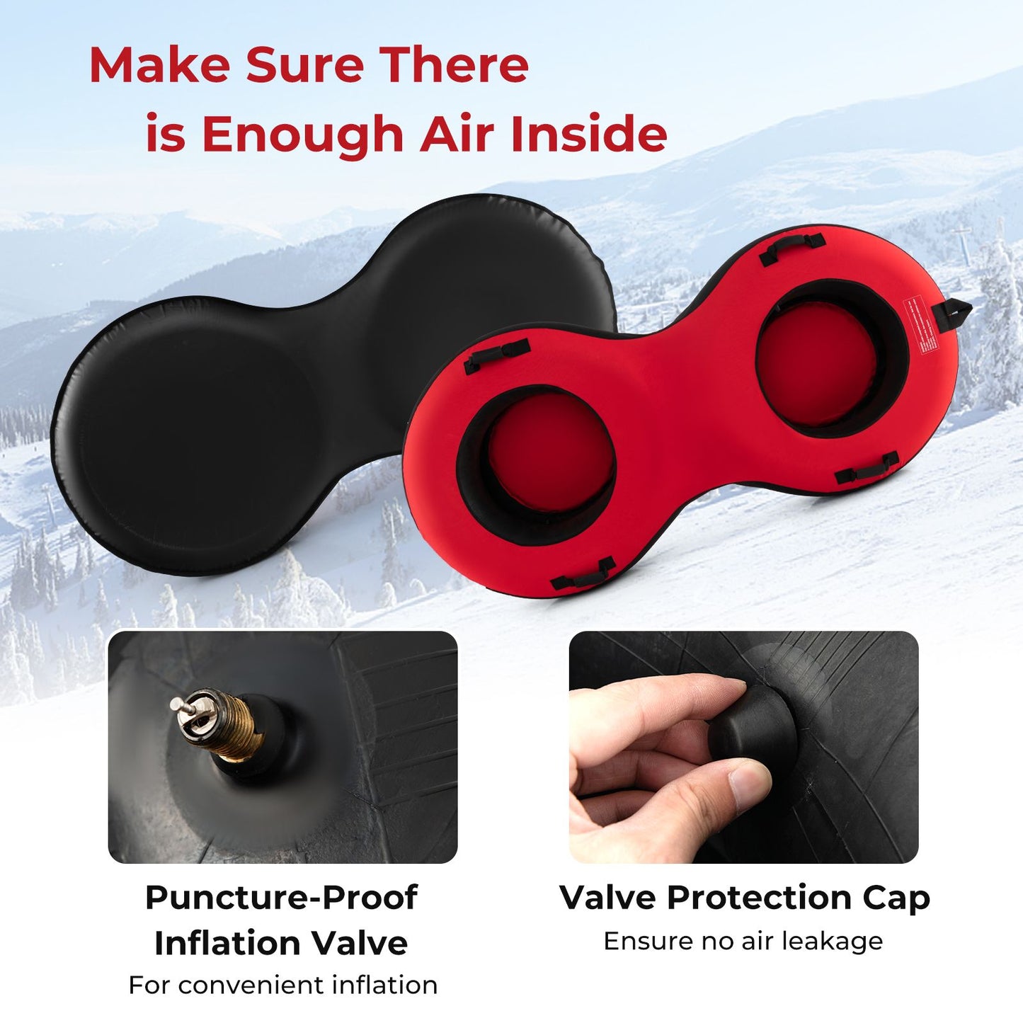 2-Person Inflatable Snow Tube for Adults Kids