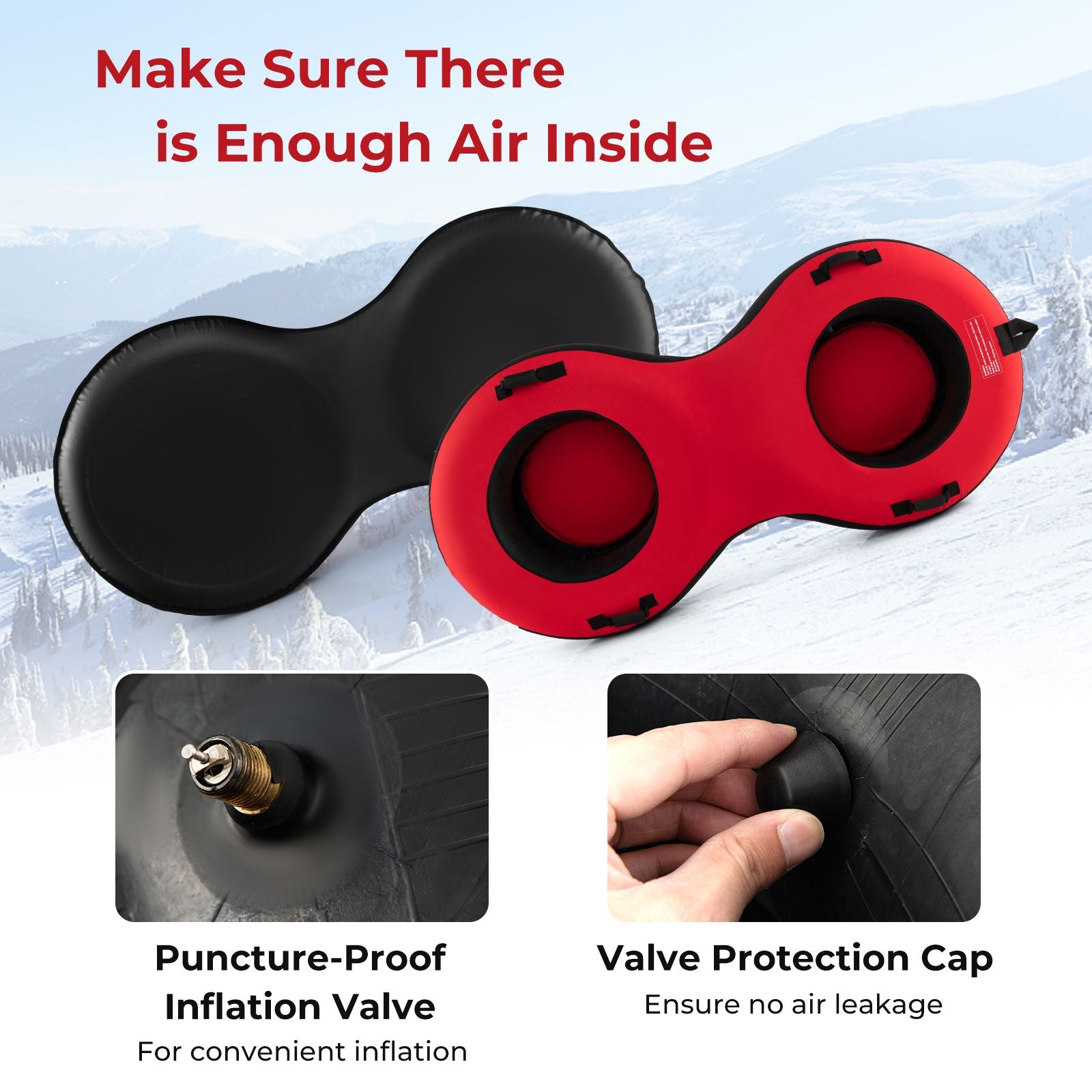 2-Person Inflatable Snow Tube for Adults Kids