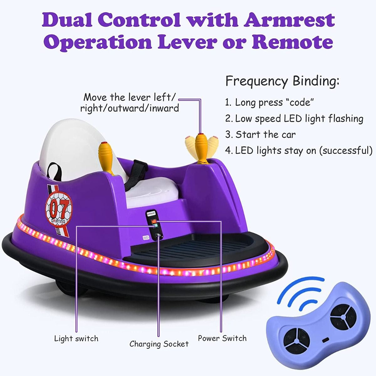 Children's Ride-On Bumper Car with Vibrant Flashing Lights and Music