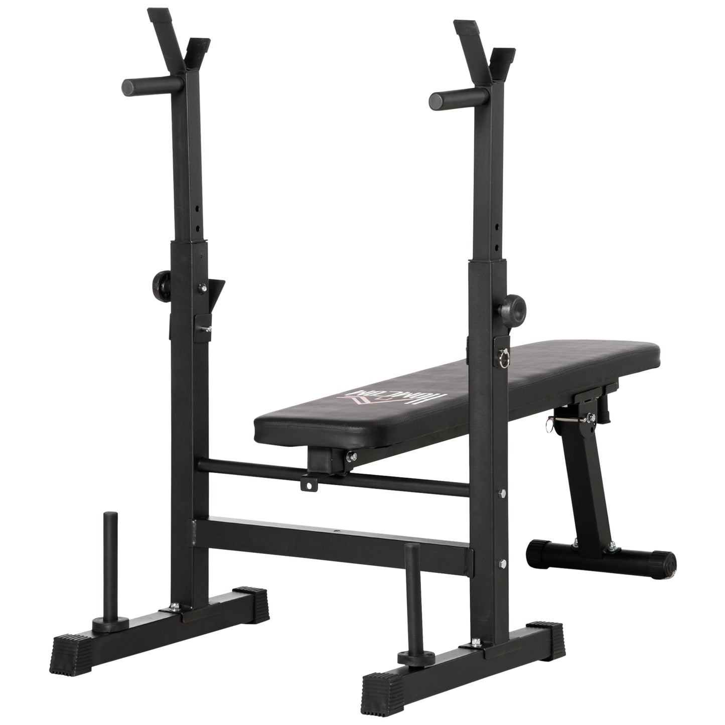 Adjustable Weight Bench with Barbell Rack & Dip Station, Foldable Home Gym Bench – Black
