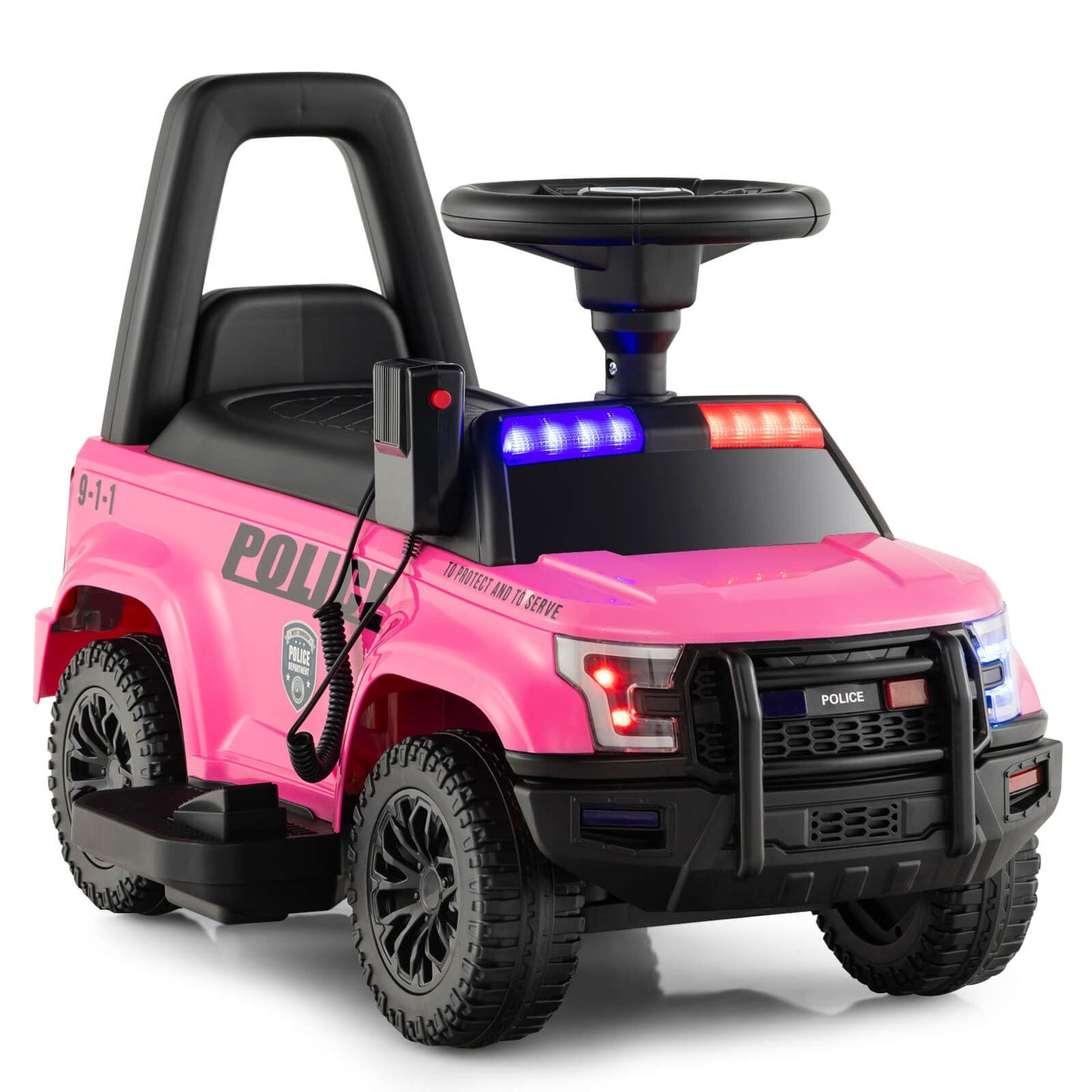 6V Kids Ride-On Police Car with Siren Lights, Megaphone & Hidden Storage | Electric Ride-On Toy for Toddlers