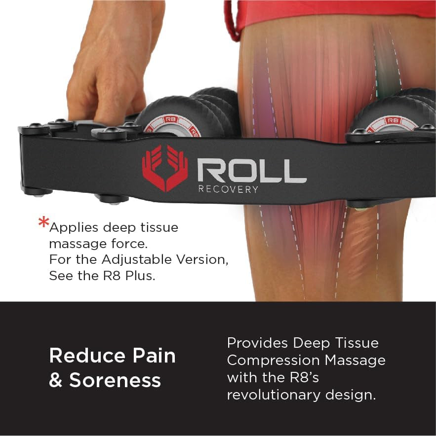 R8 Deep Tissue Massage Roller | Muscle Recovery & Myofascial Release Tool | Improves Circulation & Reduces Inflammation – Carbon Black