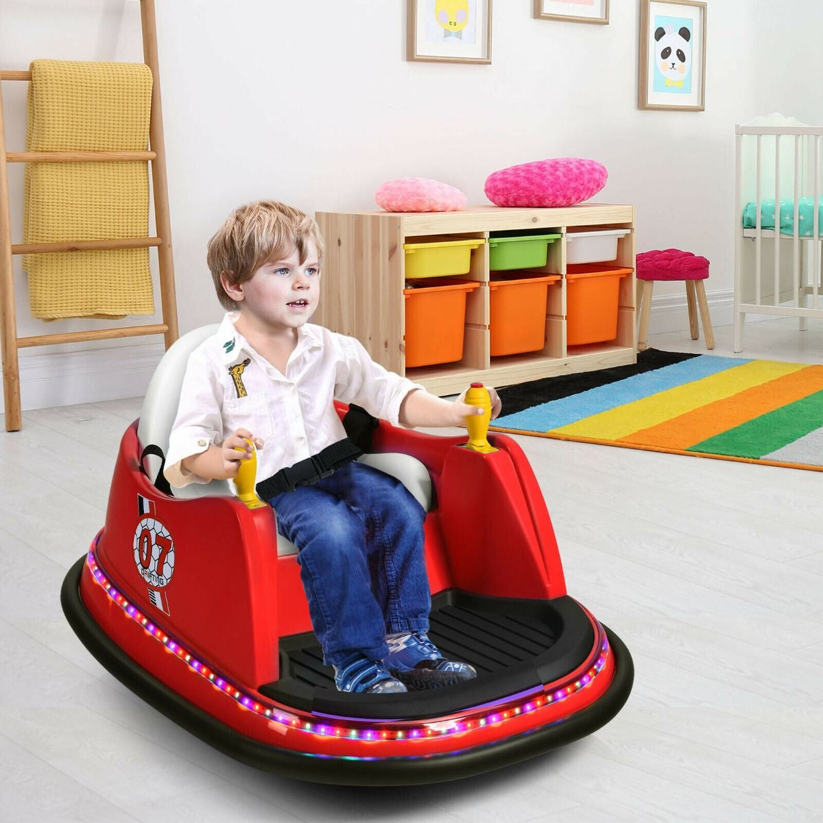 Children's Ride-On Bumper Car with Vibrant Flashing Lights and Music