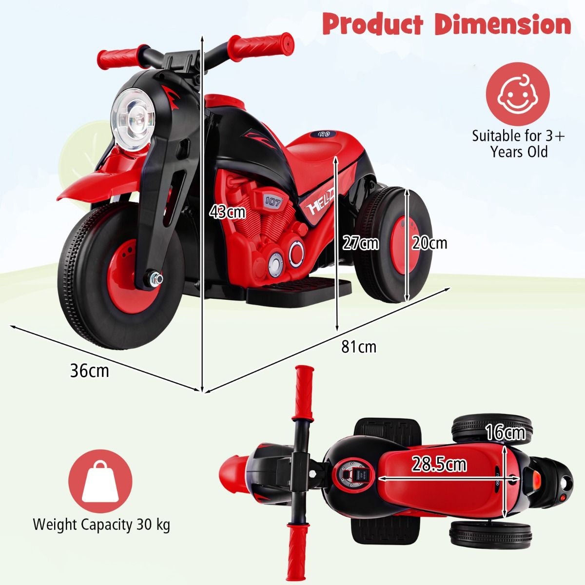 6V Electric Kids Ride-On Motorcycle with Bubble Maker