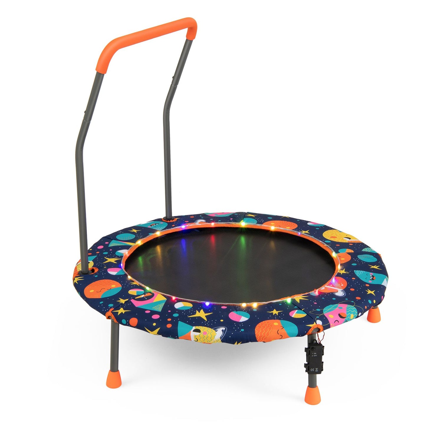 Children's Mini Trampoline with LED Lights and Safety Handle