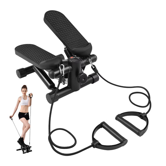 Stepper Exercise Machine 100Kg Stair Stepper Mini Stepper for Exercise at Home with Resistance Bands LCD Display for Fitness