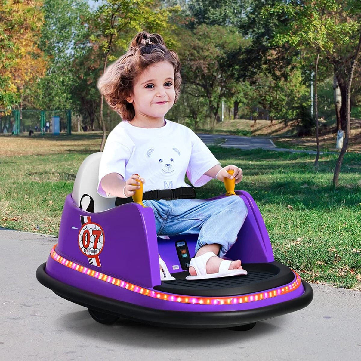 Children's Ride-On Bumper Car with Vibrant Flashing Lights and Music