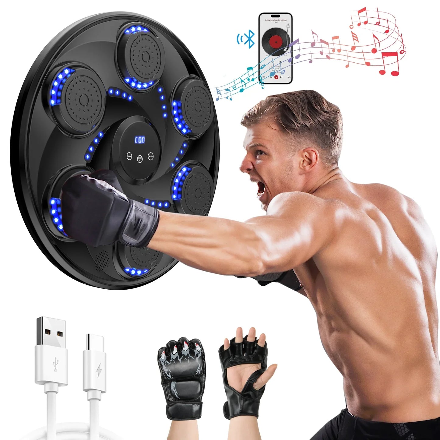 Music Boxing Machine Smart Music Boxing Machine Musical Boxing Machine Wall Mounted 9 Mode/Speed Adjustment Bluetooth Connection