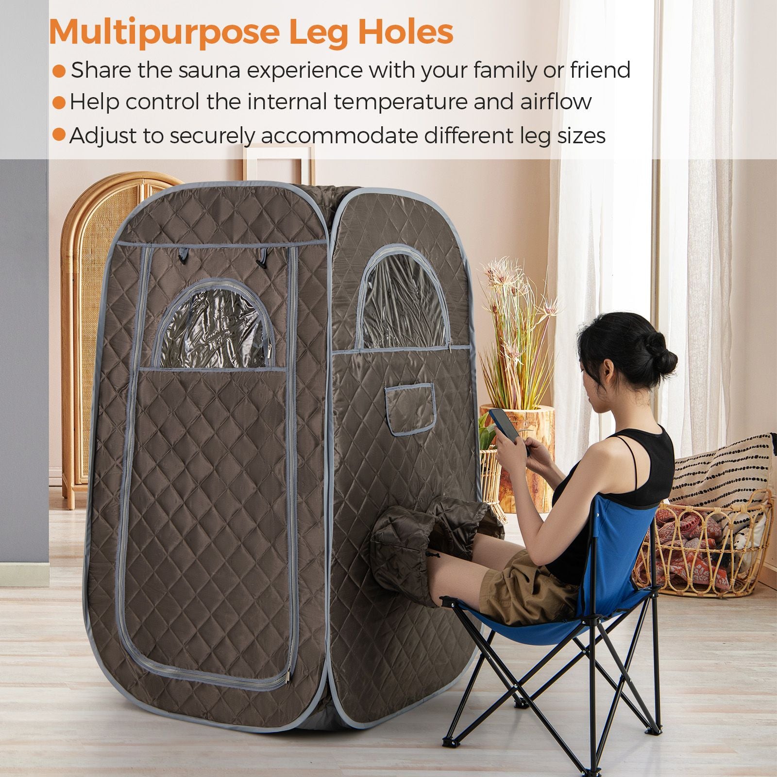 Portable Steam Sauna Tent with 1000W Steam Generator and Chair, 3L Capacity