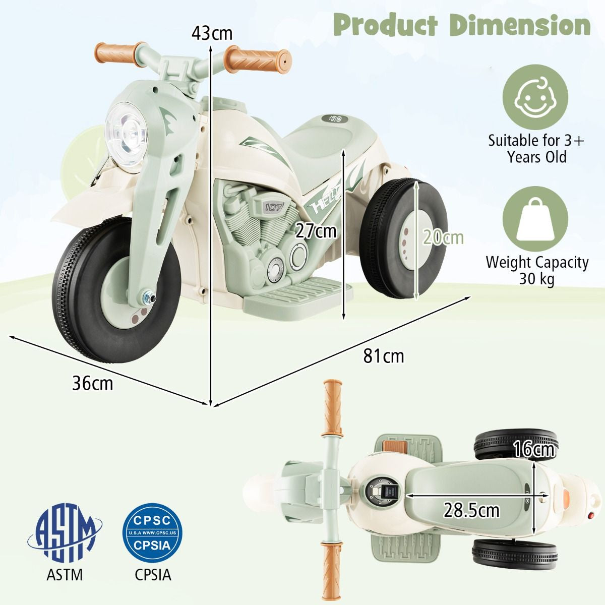 6V Electric Kids Ride-On Motorcycle with Bubble Maker