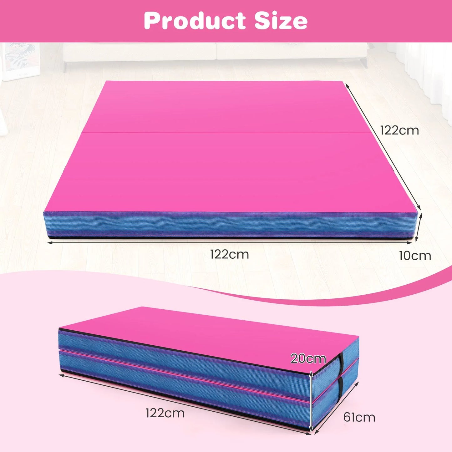 Folding Gymnastic Mat with PU Leather Cover and Carrying Handles
