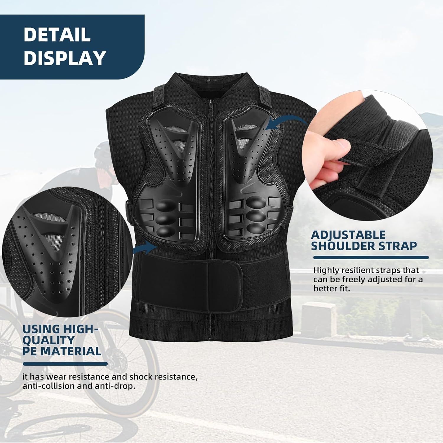 Motorcycle Body Armour Vest | Adult Chest, Back & Spine Protector | Lightweight Motocross & Skiing Protective Gear
