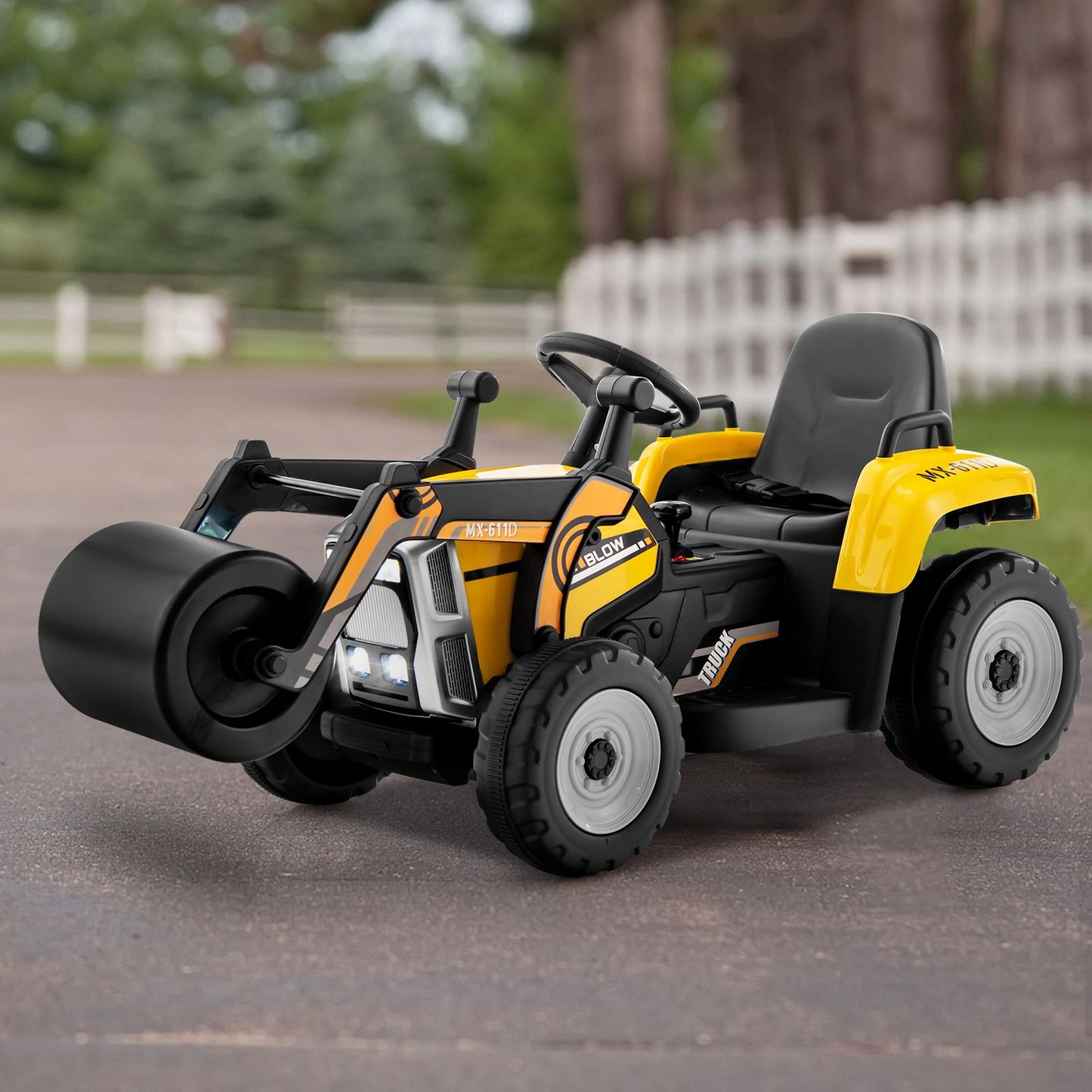 12V Kids Ride-On Road Roller with Remote Control | Battery Powered Construction Vehicle with Music, Lights & Safety Belt