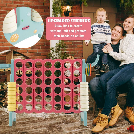 Upgraded 4-To-Score Game Set with Basketball Hoop & Toss Rings – Fun Family Game for Kids & Adults