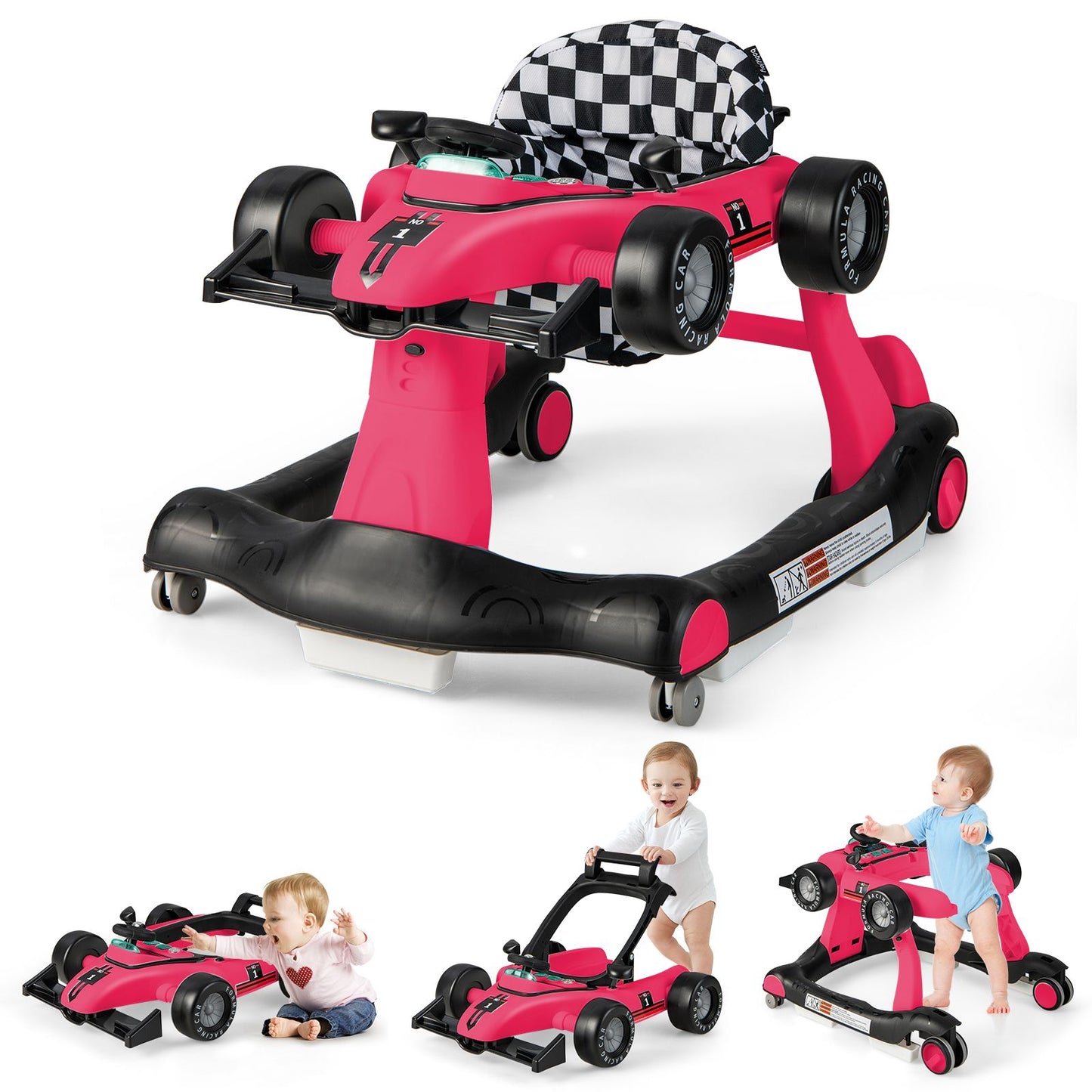 4-in-1 Adjustable Height and Speed Baby Push Walker